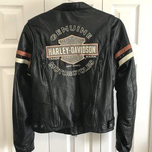 Harley Davidson Black Leather Riding Jacket Size M